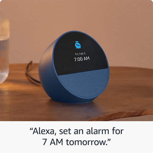 Amazon Echo Spot (2024 release), Smart alarm clock with vibrant sound and Alexa - Black